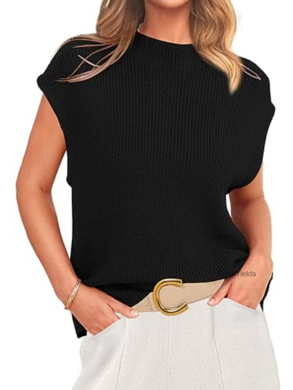 Sleeveless Sweater Vest Mock Neck Ribbed Knit Tank Top Work Office Casual Summer